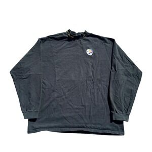 Vintage Pittsburgh Steelers Shirt Mens 2XL Black NFL Football Mock Neck Nike 90s